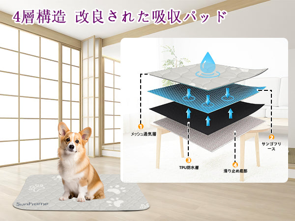 Sunframe 洗える ペットシーツ 犬 グレー